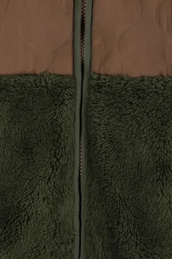 Colourblock jas met faux fur