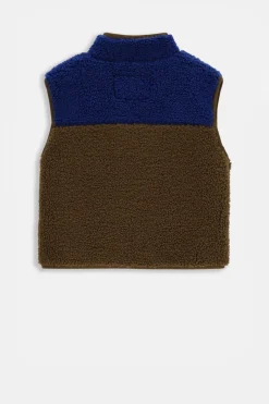 Colourblock teddy gilet
