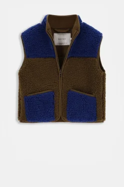 Colourblock teddy gilet