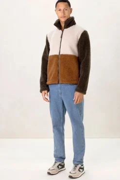 Colourblock teddy jas