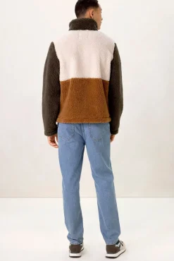 Colourblock teddy jas