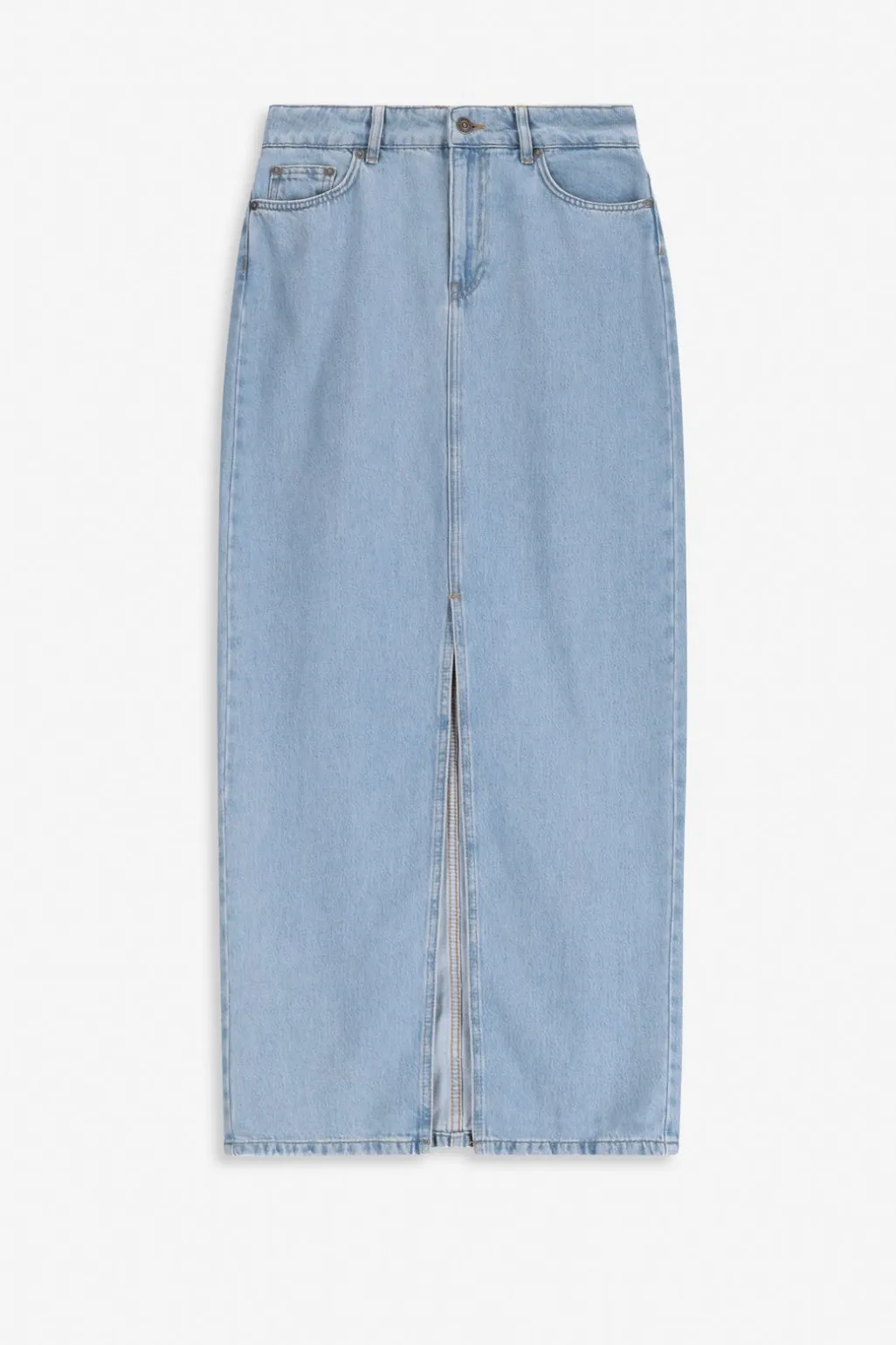 Denim maxi rok met split