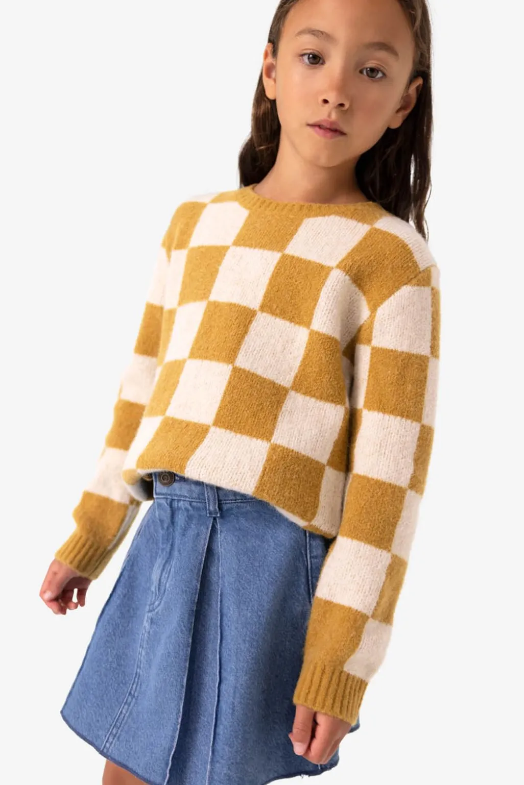 Denim rok met plooien