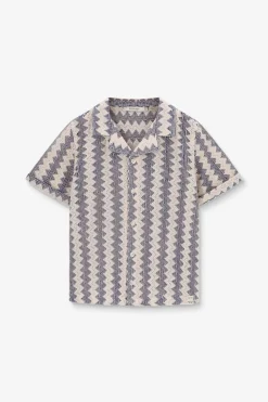 Donkerblauw crochet overhemd