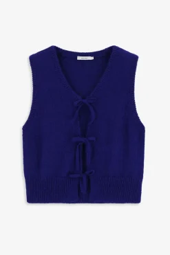 Donkerblauw gebreid gilet
