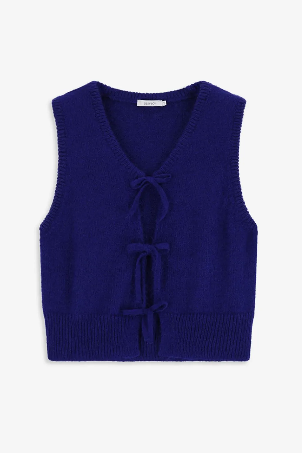 Donkerblauw gebreid gilet