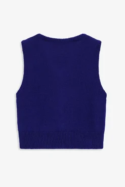 Donkerblauw gebreid gilet