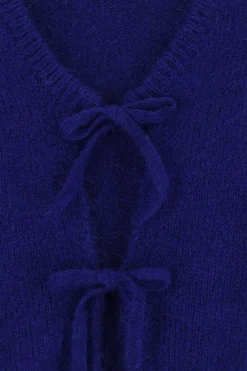 Donkerblauw gebreid gilet