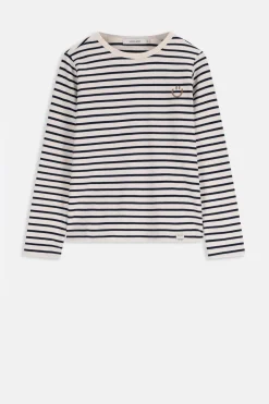 Donkerblauw gestreept T-shirt met lange mouwen
