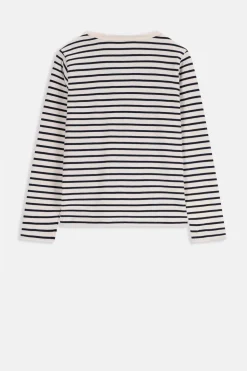 Donkerblauw gestreept T-shirt met lange mouwen