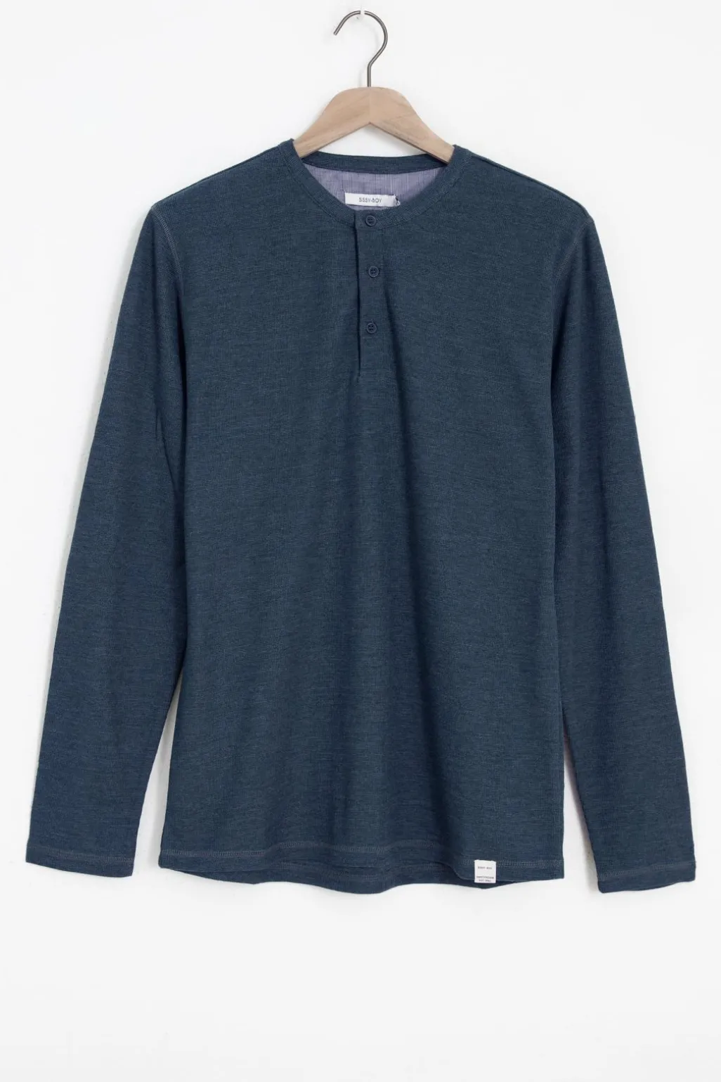 Donkerblauw katoenen henley T-shirt