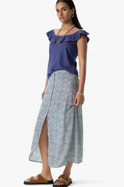 Donkerblauw singlet met ruffles