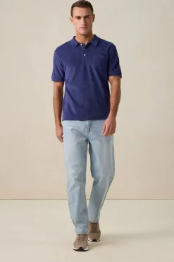 Donkerblauwe badstof polo