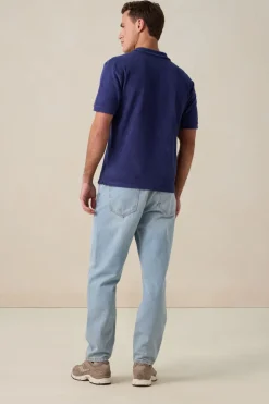 Donkerblauwe badstof polo