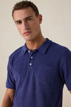 Donkerblauwe badstof polo