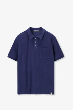 Donkerblauwe badstof polo