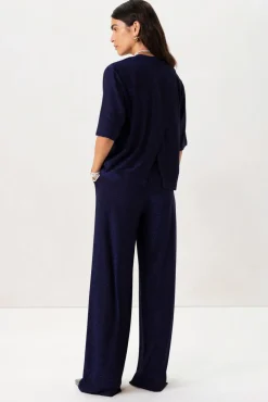 Donkerblauwe broek met lurex