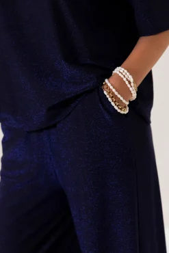 Donkerblauwe broek met lurex