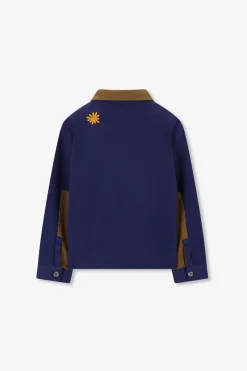 Donkerblauwe colourblock jack met embroidery