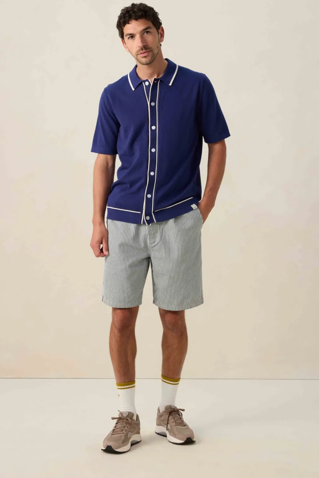 Donkerblauwe gebreide polo