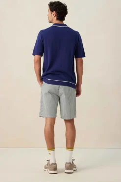 Donkerblauwe gebreide polo