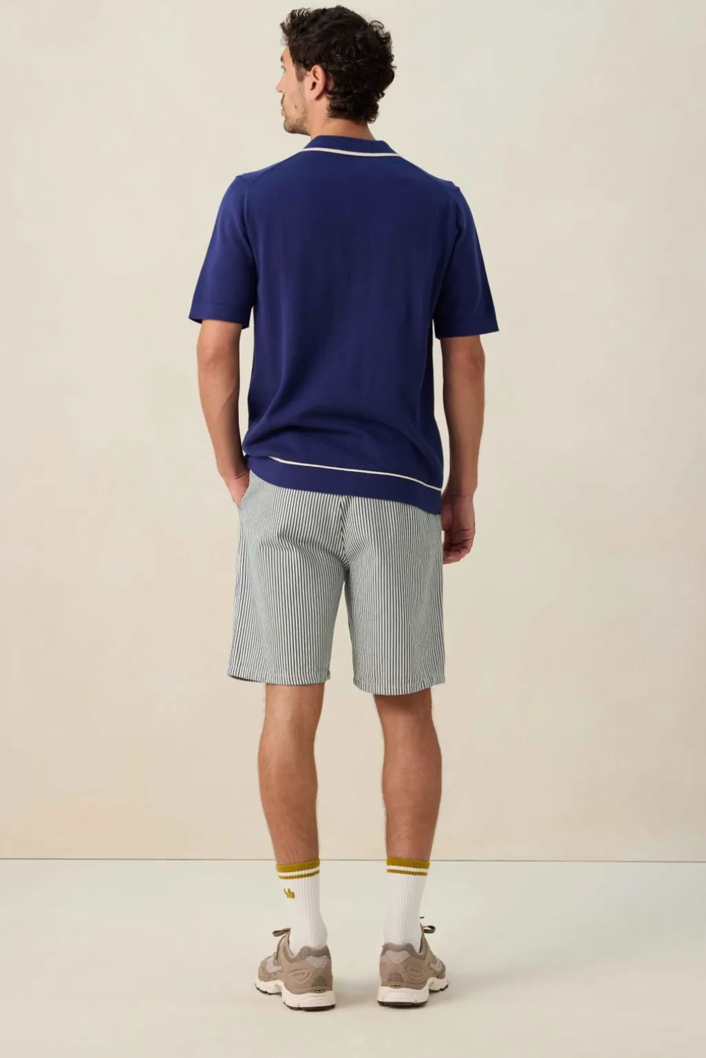 Donkerblauwe gebreide polo