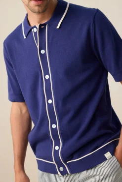 Donkerblauwe gebreide polo