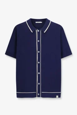 Donkerblauwe gebreide polo