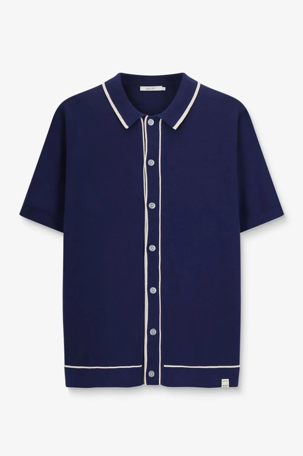 Donkerblauwe gebreide polo