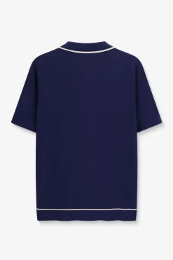 Donkerblauwe gebreide polo