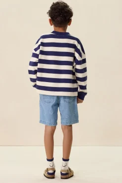 Donkerblauwe gestreepte sweater