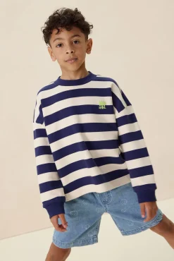 Donkerblauwe gestreepte sweater