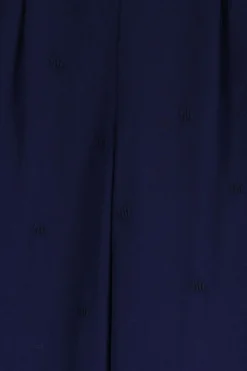 Donkerblauwe high waist pantalon met embroidery