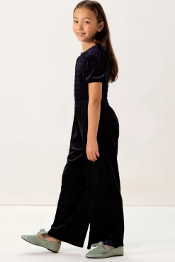 Donkerblauwe jumpsuit met glitters