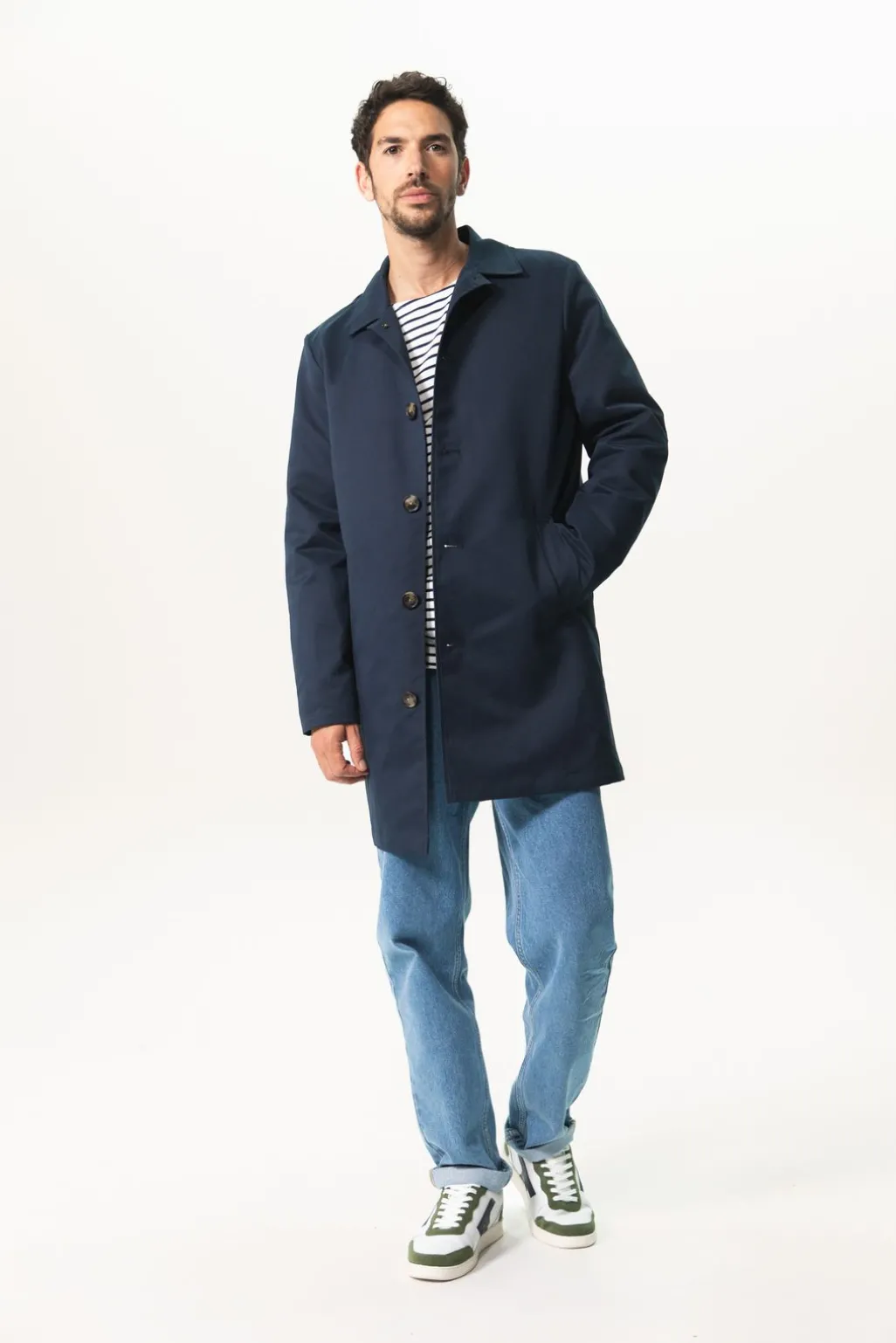 Donkerblauwe Mackintosh jas