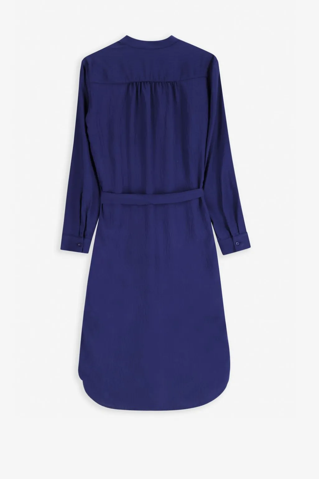 Donkerblauwe midi jurk met V-hals