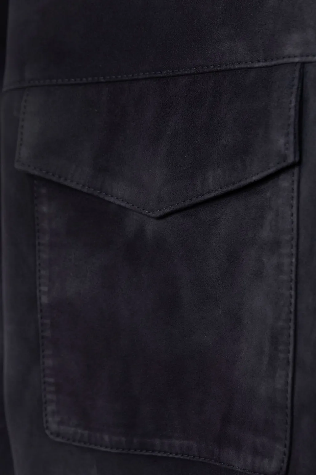 Donkerblauwe suède jas reversible