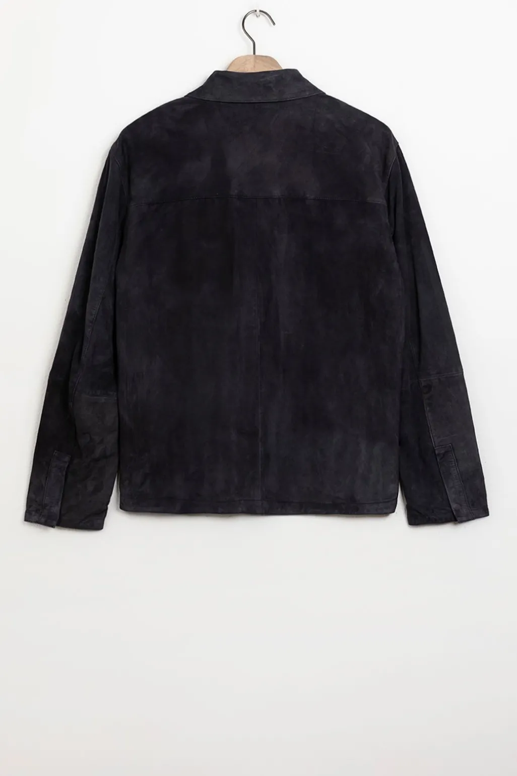 Donkerblauwe suède jas reversible