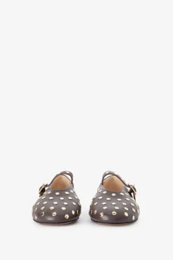 Donkerbruine ballerina met studs