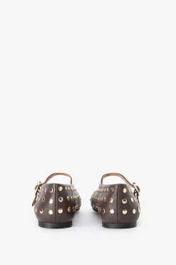 Donkerbruine ballerina met studs