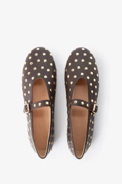 Donkerbruine ballerina met studs