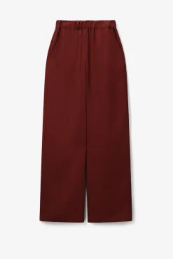 Donkerbruine high waist wide leg broek
