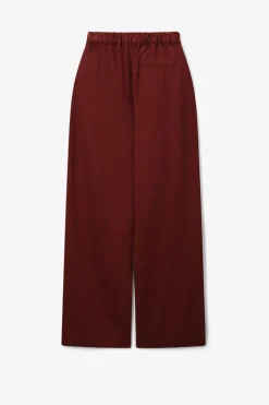 Donkerbruine high waist wide leg broek