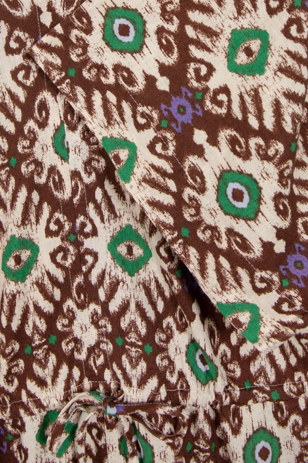 Donkerbruine kaftan jumpsuit met ikat print