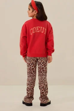 Donkerbruine legging met leopard print