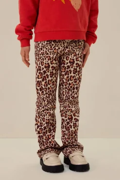Donkerbruine legging met leopard print