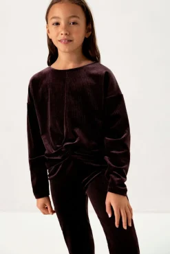 Donkerbruine longsleeve met knoopdetail
