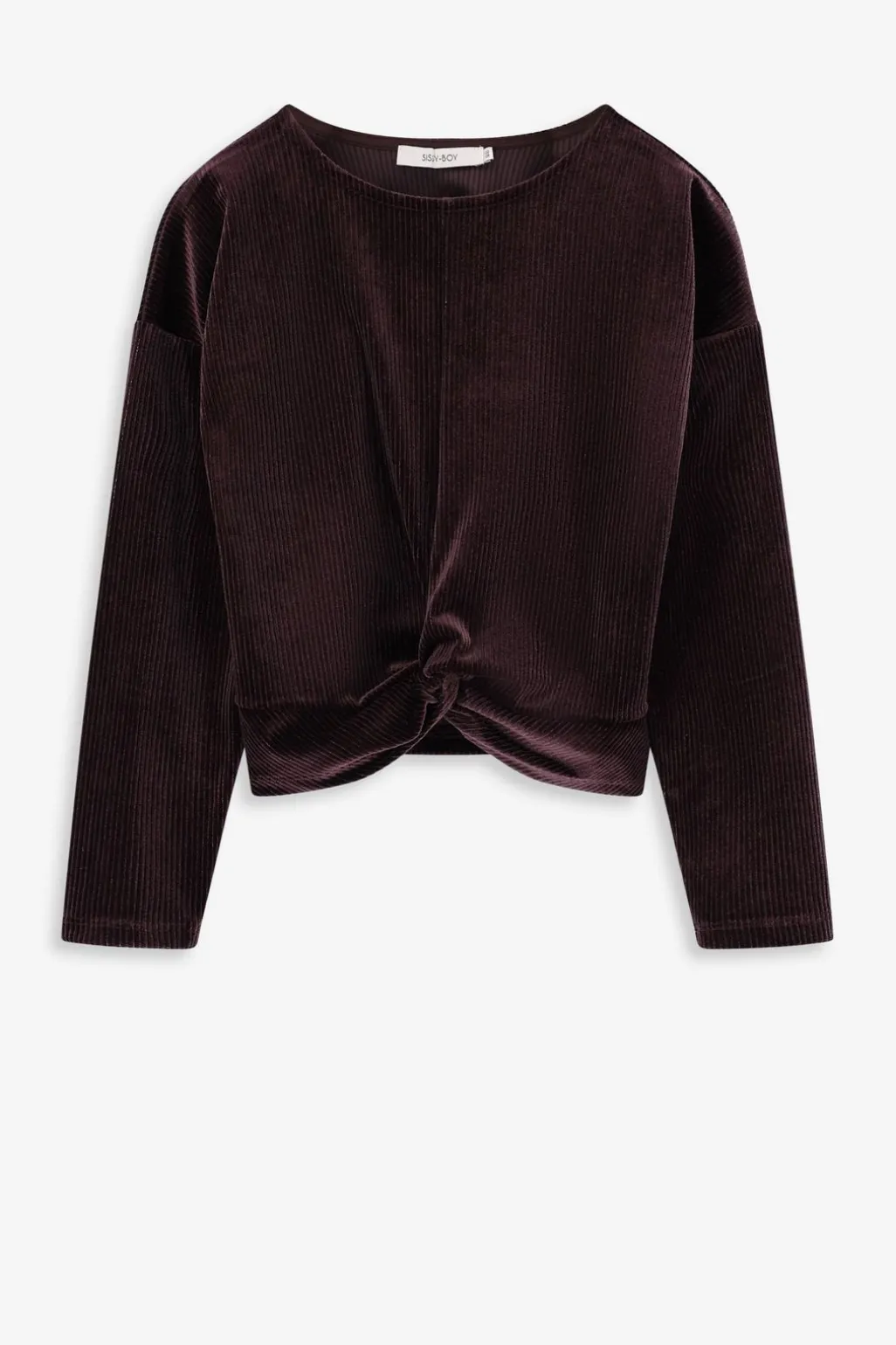 Donkerbruine longsleeve met knoopdetail