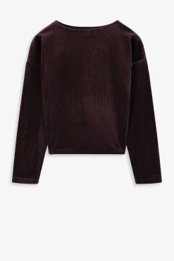 Donkerbruine longsleeve met knoopdetail
