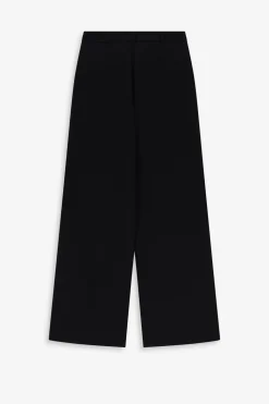 Donkerbruine mid waist wide leg pantalon